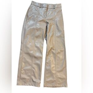 7 for All‎ Mankind Tan Sleek Faux Leather Wide-Leg Pants Sz S